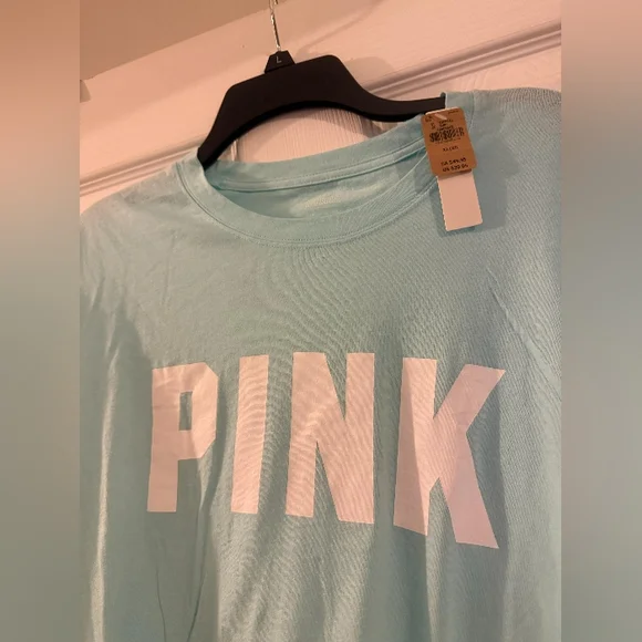 PINK Victoria's Secret Light Blue Long Sleeve Tee - Picture 3 of 3